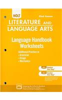 Holt Literature and Language Arts: Language Handbook Worksheets Grade 7