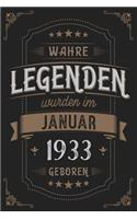 Wahre Legenden wurden im Januar 1933 geboren: Vintage Geburtstag Notizbuch - individuelles Geschenk für Notizen, Zeichnungen und Erinnerungen - liniert mit 100 Seiten