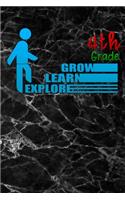 4th grade grow learn explore: back to school black marble Lined Notebook / Diary / Journal To Write In for Back to School gift for boys, girls, students and teachers