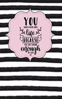 You Were Given This Life Because You Are Strong Enough to Live It: Dot Grid Bullet Planner for Busy Moms. Turn Your Chaos Into Calm. Black and White Stripes