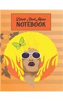 Blank Sheet Music Notebook: Retro 70s Afro Butterflies Musical Journal Staff Paper Musicians Manuscript Songwriting 8.5x11" with 108 Pages Each with 9 Staves