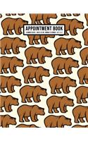 Bear Appointment Book: Undated Hourly Appointment Book - Weekly 7AM - 10PM with 15 Minute Intervals - Large 8.5 x 11