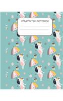 Composition Notebook: Holiday Unicorn Wide Ruled Notebook, School Notebook, 7.5 x 9.25 Inches Home School Notebook, Writing Notebook Gift for Girls Kids, Students, Teens