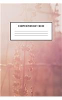 Composition Notebook: Cute Pink Flowers Sun Notebook For Kids School Teens Soft Cover Elementary School Creative Writing Journal Diary