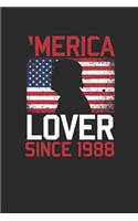 Merica Lover Since 1988: Dotted Bullet Journal (6 X 9 -120 Pages) - Gift Idea For American, American Flag and Birthday