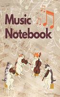 Music Notebook: Blank Music Sheet, Lined Paper, Staff Paper, and Cat Coloring Pages 8.5x11