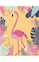 sketchbook: Flamingo on yellow cover (8.5 x 11) inches 110 pages, Blank Unlined Paper for Sketching, Drawing, Whiting, Journaling & Doodling(3 Flamingo on Yellow Sketchbook)