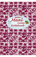 Weekly Meal Planner Notebook: 52 Weeks of Food Menu Planning with Grocery Shopping List, Recipe pages Size 6x9 in - Red Rose Print