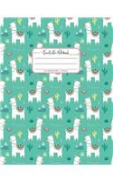 Quadrille Notebook, 4 x 4 Graph Paper 110 Pages: Cute Llamas and Cactus Pattern Grid Journal for Math and Science Students and Teachers (Teal and Pink Large, 8.5 x 11)