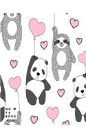 Notebook by c cher: cute sloth and panda cover and Dot Graph Line Sketch pages, Extra large (8.5 x 11) inches, 110 pages, White paper, Sketch, Notebook journal