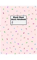 Blank Sheet Music Notebook: Easy Blank Staff Manuscript Book Large 8.5 X 11 Inches Musician Paper Wide 12 Staves Per Page for Piano, Flute, Violin, Guitar, Trumpet, Drums, Cell