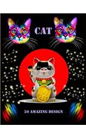 Cat 50 Amazing Design: Stress Relieving Designs for Adults Relaxation