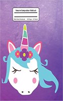 Unicorn Composition Notebook: Purple Watercolor, Wide Ruled, Student Teacher Girls For Kids Back To School,100 Pages, 7.44x9.69