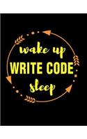 Wake Up Write Code Sleep Gift Notebook for Coders