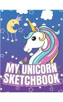My Unicorn Sketchbook: Blank Unlined Doodle Book V14