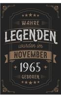 Wahre Legenden wurden im November 1965 geboren: Vintage Geburtstag Notizbuch - individuelles Geschenk für Notizen, Zeichnungen und Erinnerungen - liniert mit 100 Seiten