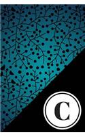 Initial C Personalized Monogram Journal Notebook BlueBlk Floral: (3 Initial Personalized Monogram Journal Notebook)