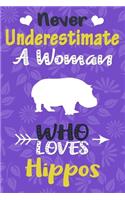 Never Underestimate a Woman Who Loves Hippos Journal