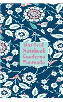 Notebook: Cuaderno con páginas de puntos Libreta bonita páginas punteadas A5 con Flores Azules