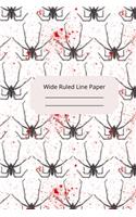 Scary Spider Theme Wide Ruled Line Paper