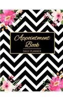 Appointment Book - Daily Planner: Undated 52 Weeks Monday To Sunday 8AM To 6PM Appointment Planner With Black & White Pattern And Floral Design, Organizer In 15 Minute Increments