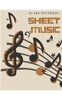 Blank Sheet Music Notebook: Manuscript Wide Staff Paper For Musicians, 6 Stave Music Composition Notebook For Piano, Guitar, Violin, Empty Song Writing Journal For Music Lovers