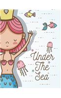 Under the sea: Mermaid princess on white cover and Dot Graph Line Sketch pages, Extra large (8.5 x 11) inches, 110 pages, White paper, Sketch, Draw and Paint(5 Mermaid Princess on White Notebook)