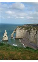 Drone View of the Arch and the Aiguille, Cliffs Etretat in Normandy, France