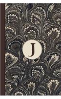 Monogram J Marble Notebook (Coffee Peacock Edition): Blank Lined Journal for Names Starting with Initial Letter J