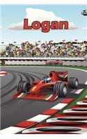 Logan: Race Car Personalized Name Notebook Journal Diary Sketchbook with 120 Lined Pages 6x9
