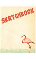 Sketchbook: Cute Flamingo Sketchbook for Kids Animal Lovers to Sketching, Whiting, Drawing, Journaling and Doodling Large (8.5x11 Inch.) 120 Blank Pages (Orange