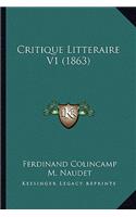 Critique Litteraire V1 (1863)