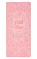 Christian Art Gifts Classic Journal Joyful in Hope Romans 12:2 Inspirational Scripture Notebook, Ribbon Marker, Pink Gold Floral Faux Leather Flexcover, 336 Ruled Pages