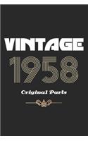 Retro Birthday - Vintage 1958 Notebook Original Parts Gift
