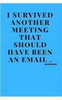 I survived another meeting that should have been an email.: Notebook/Journal 6x9 100 pages Perfect Gift