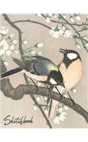 Sketchbook: Japanese Birds on a Branch Themed Large Blank Pages of White Paper Good for Drawing, Sketching & Doodling