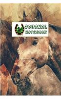 Journal Notebook: Animal Daily Journaling - Lined Paper Wide Ruled Notes Spark Your Imagination and Positive Thinking - Horses & Lucky Signs Print