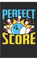 Perfect Score: Bowling Journal, Blank Paperback Notebook for Bowler, 150 pages, college ruled