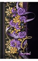 C Journal: Gold and Purple Floral Monogram Initial C Notebook for Women and Girls