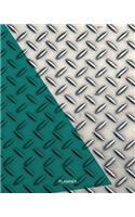 Planner: Stylish Metal Iron Design with Green Triangle Print- Universal 12 Month - 1 Year No Date Undated Non dated Daily Weekly Monthly Business Planner- Ca(1 Textured Planner)