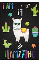 I Am 19 and Llamazing: Cute Llama Journal Lined Blank Notebook and Happy Birthday Notebook for 19 Year Old Girls, Cute Llama Birthday Journal Birthday Gift for 19th Birthd