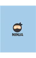 Ninja: Ninja on blue cover (8.5 x 11) inches 110 pages, Blank Unlined Paper for Sketching, Drawing, Whiting, Journaling & Doodling