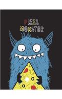 Pizza monster: Pizza monster on black cover (8.5 x 11) inches 110 pages, Blank Unlined Paper for Sketching, Drawing, Whiting, Journaling & Doodling