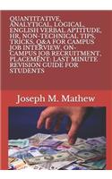 Quantitative, Analytical, Logical, English Verbal Aptitude, Hr, Non-Technical Tips, Tricks, Q&A for Campus Job Interview, On-Campus Job Recruitment, Placement: Last Minute Revision Guide for Students