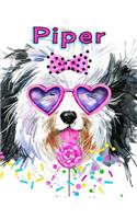 Piper: Personalized Notebook, Journal, Diary, 105 Lined Pages, Large Size Book 8 1/2" x 11"
