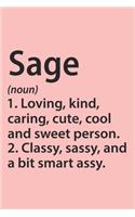 Sage Definition Personalized Name Funny Notebook Gift, notebook for writing, Personalized Sage Name Gift Idea Notebook