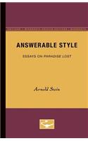 Answerable Style: Essays on Paradise Lost