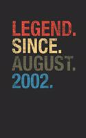 Legend Since August 2002: Small Lined Notebook - Happy Birthday Gift or Happy Anniversary Gift Idea