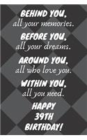 Behind You All Your Memories Before You All Your Dreams Happy 39th Birthday