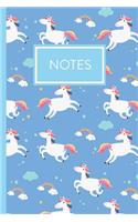 Notes: A Whimsical Sketch-style Unicorn, Cupcakes and Doodle Rainbows Notebook